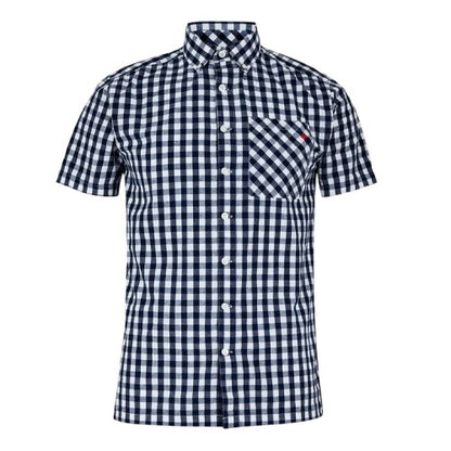 Front - Lee Cooper Mens Gingham Check Short-Sleeved Shirt
