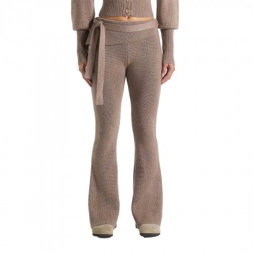 Front - Maniere De Voir Womens/Ladies Knitted Tie Belt Fitted And Flared Leggings