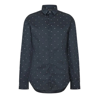 Front - Armani Exchange Mens Printed Long-Sleeved Shirt