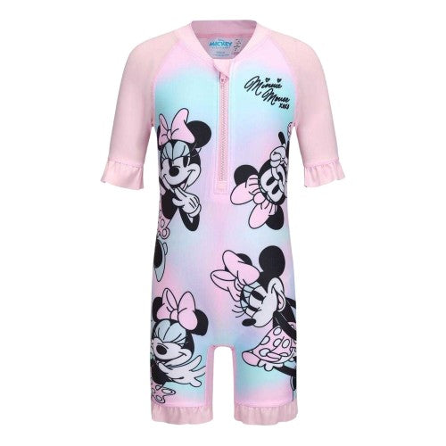 Front - Disney Childrens/Kids Minnie Mouse All-Over Print One Piece Swimsuit