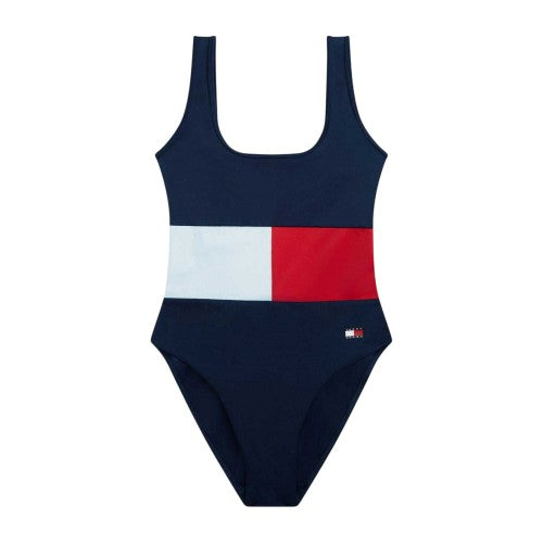 Front - Tommy Hilfiger Womens/Ladies Logo Colour Block One Piece Swimsuit