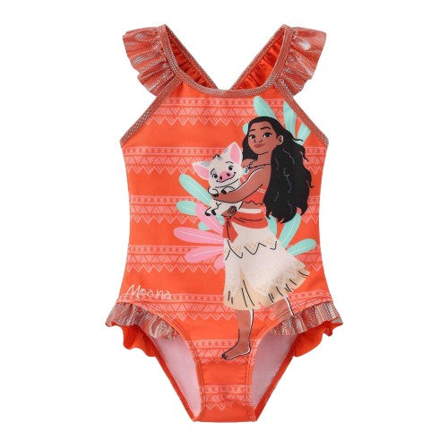 Front - Moana Girls Tribal One Piece Swimsuit