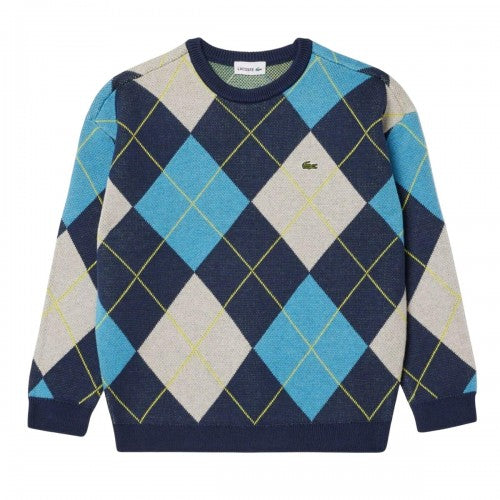 Front - Lacoste Boys Jacquard Sweater Top