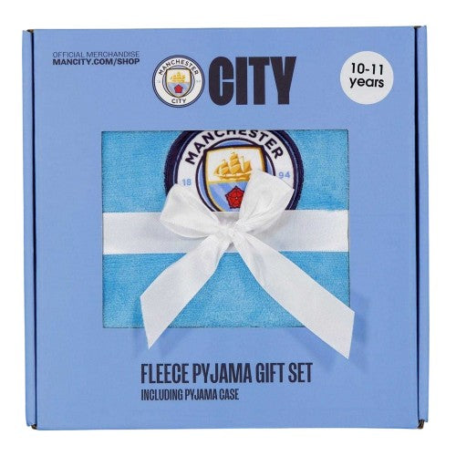 Front - Manchester City FC Childrens/Kids Fleece Pyjama Set