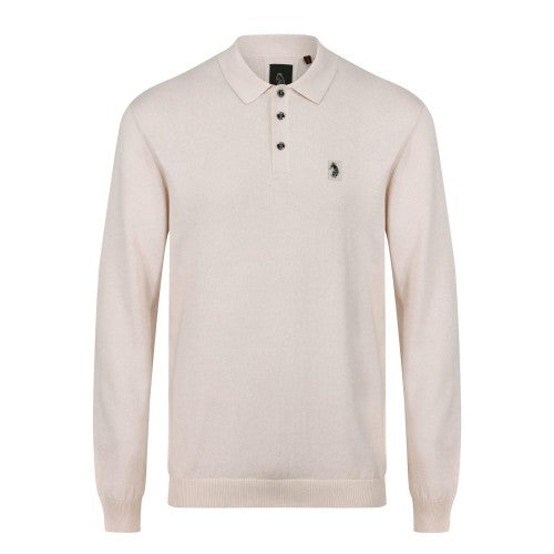 Front - Luke 1977 Mens Venice Knitted Long-Sleeved Polo Shirt