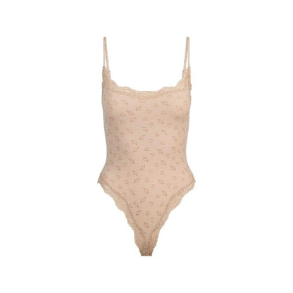 Front - Skims Womens/Ladies Hearts Lace Trim Bodysuit