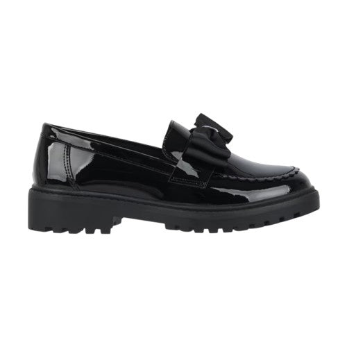 Front - Miso Girls Patent Leather Bow Detail Loafers