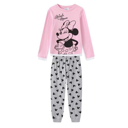 Front - Disney Girls Minnie Mouse Long Pyjama Set