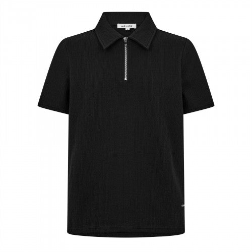 Front - Belier Mens Textured Quarter Zip Short-Sleeved Polo Shirt