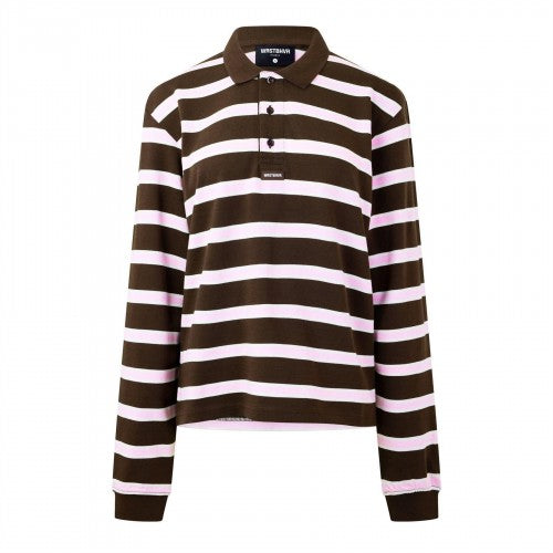 Front - WRSTBHVR Womens/Ladies Striped Long-Sleeved Polo Shirt