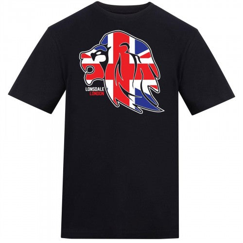 Front - Lonsdale Mens Lion Face Relaxed Fit T-Shirt