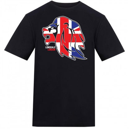 Front - Lonsdale Mens Lion Face Relaxed Fit T-Shirt