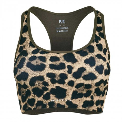 Front - PE Nation Womens/Ladies Leopard Print Sports Bra