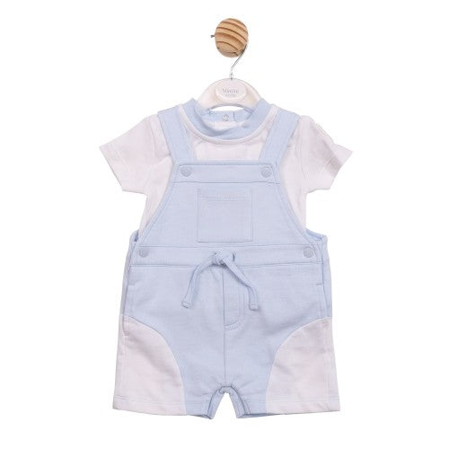 Front - Mintini Baby Colour Block Dungaree Dress