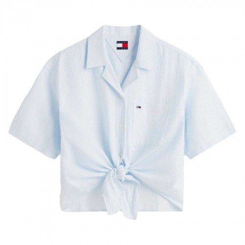 Front - Tommy Jeans Womens/Ladies Striped Front Tie Short-Sleeved Shirt