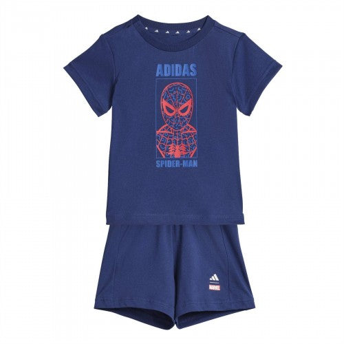 Front - Adidas Baby Spider-Man Marvel T-Shirt & Shorts Set