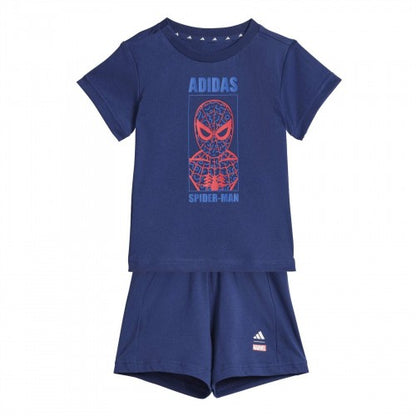 Front - Adidas Baby Spider-Man Marvel T-Shirt & Shorts Set