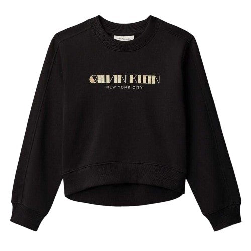 Front - Calvin Klein Childrens/Kids Glitter Logo Regular Sweatshirt