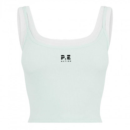 Front - PE Nation Womens/Ladies Rubberised Logo Layered Fitted Tank Top