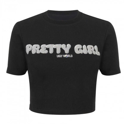 Front - Pretty Boy Ugly World Womens/Ladies Slim Crop Top