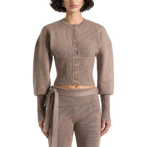 Front - Maniere De Voir Womens/Ladies Knitted Cinched Waist Cardigan