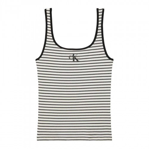 Front - Calvin Klein Womens/Ladies Striped Ribbed Sleeveless Tank Top