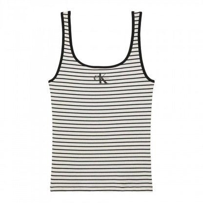 Front - Calvin Klein Womens/Ladies Striped Ribbed Sleeveless Tank Top