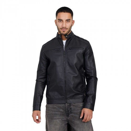 Front - Brave Soul Mens Faux Leather Jacket