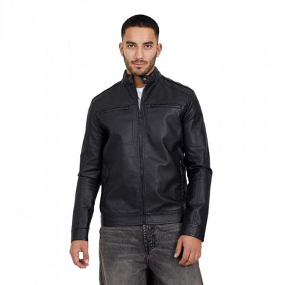 Front - Brave Soul Mens Faux Leather Jacket