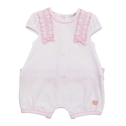 Front - Mintini Baby Girls Contrast Striped Romper