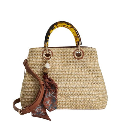 Front - Dune London Demmi Straw Shoulder Bag