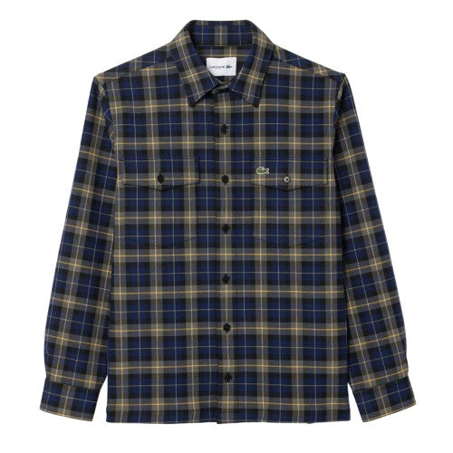 Front - Lacoste Mens Checked Oversized Overshirt