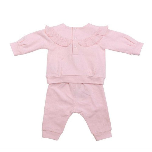 Front - Mintini Baby Girls Ruffled Long Pyjama Set