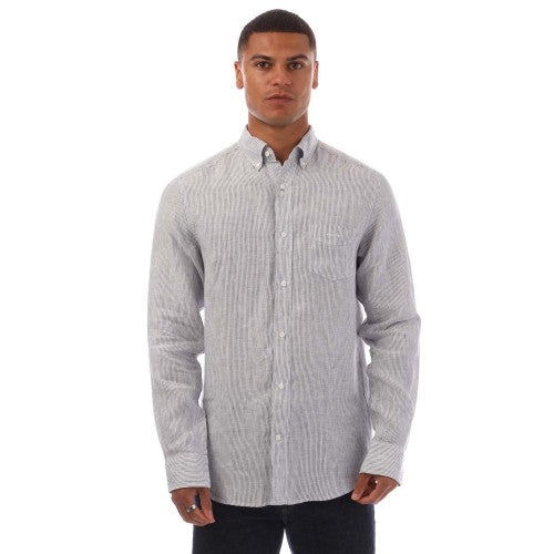 Front - Gant Mens Striped Linen Regular Shirt