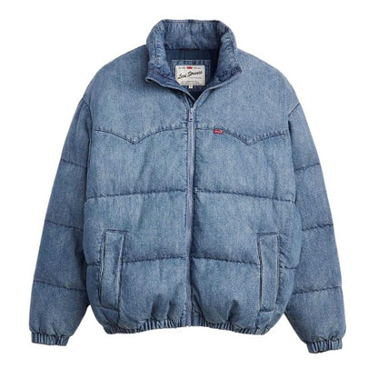 Front - Levis Mens Denim Puffer Jacket