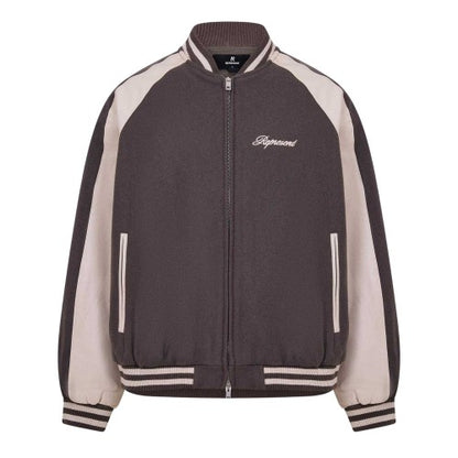 Front - Represent Mens Embroidered Logo Snap Varsity Jacket