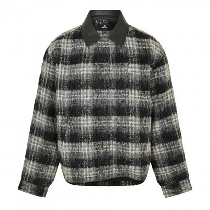 Front - Represent Mens Leather Accents Two-Way Regular Overshirt
