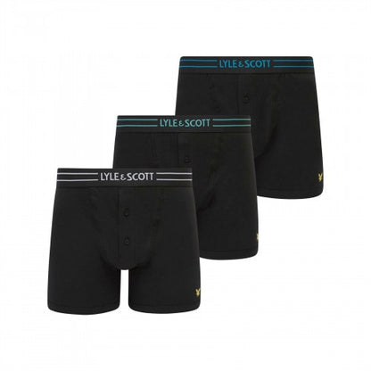 Front - Lyle & Scott Mens Lewis Button Fly Boxer Shorts (Pack of 3)