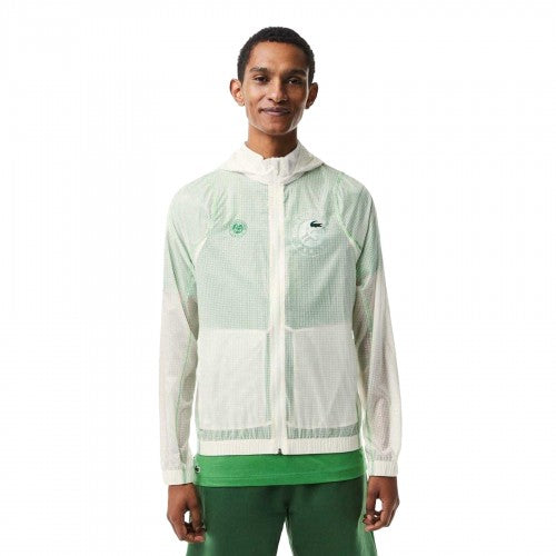 Front - Lacoste Mens Roland Garros Water Repellent Relaxed Fit Hooded Jacket