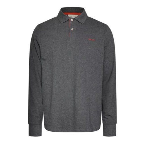 Front - Gant Mens Contrast Pique Long-Sleeved Polo Shirt