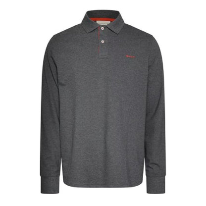 Front - Gant Mens Contrast Pique Long-Sleeved Polo Shirt