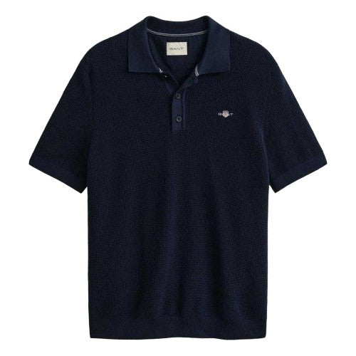 Front - Gant Mens Textured Short-Sleeved Polo Shirt