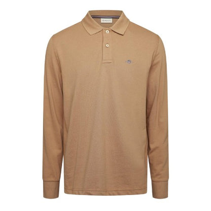 Front - Gant Mens Embroidered Logo Long-Sleeved Polo Shirt