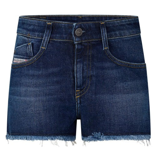 Front - Diesel Womens/Ladies De-Rifty-Out Calzoncini Denim Distressed Shorts