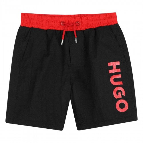 Front - Hugo Childrens/Kids Logo Swim Shorts