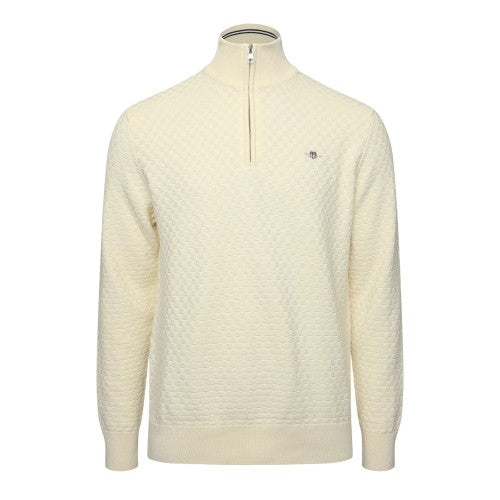 Front - Gant Mens Embroidered Logo Zip Front Jumper