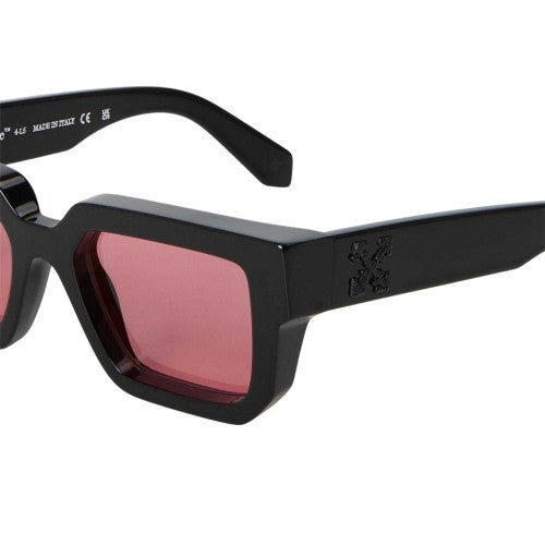 Black-Red - Side - Off White Womens-Ladies Stone Square Sunglasses