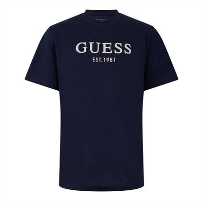 Front - Guess Mens Embroidered Regular T-Shirt