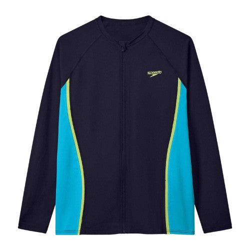Front - Speedo Mens Hyperboom Splice Colour Block Long-Sleeved Rash Guard