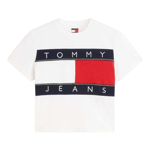 Front - Tommy Jeans Womens/Ladies Logo Crop Top